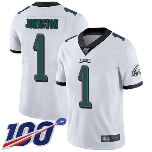 Men Philadelphia Eagles 1 Cameron Johnston White Vapor Untouchable NFL Jersey Limited Player